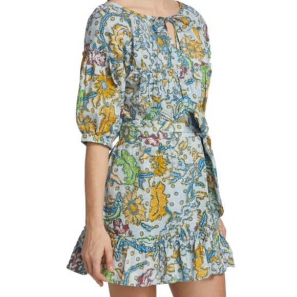 Suzi Kondi $325 NWT Coastal Batik Vari Ruffle Dress Paradeisos Batik Size XS - Picture 2 of 13